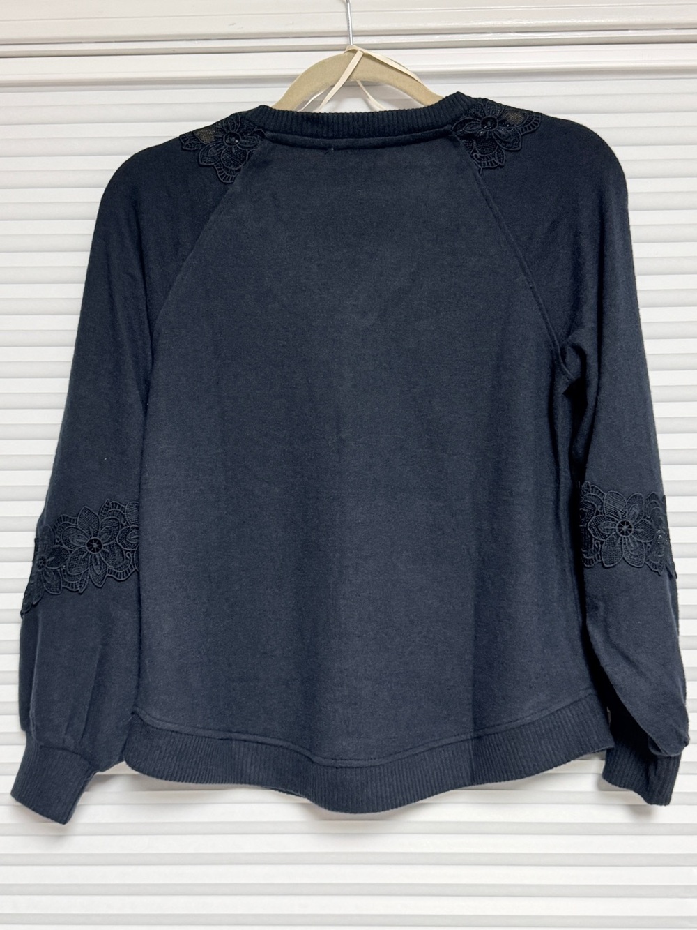 Democracy Dark Navy Lace-Trim V-Neck Pullover - Picture 2 of 7